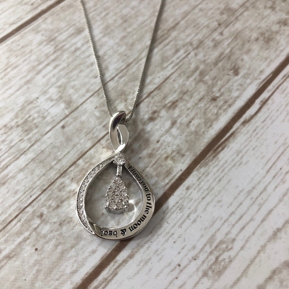 INFINITY LOVE Charm Cubic Zirconia Love You To The Moon Back Necklace - Picture 6 of 9